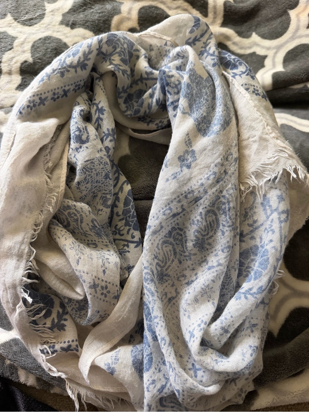 Light Blue Paisley Cotton Scarf - Home Accents